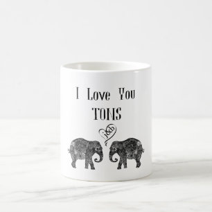 Caneca De Café EU TE AMO arte/casamento de TONS/Elephant