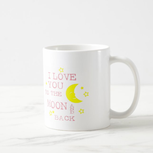 Caneca De Café Eu te amo às citações da lua e da parte traseira (Direita)