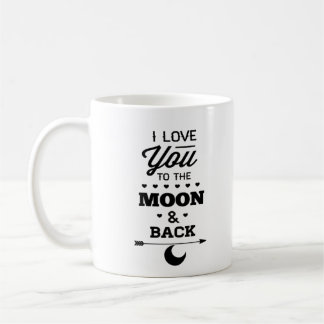 Caneca De Café Eu Te Amo Até a Lua e de Volta Cinza Lua Minimal