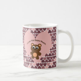 Caneca De Café Eu te amo Beary muito! Fundo do coração