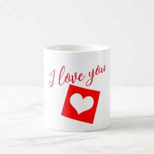 Caneca De Café Eu te amo corações vermelhos