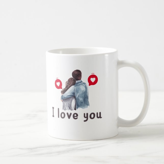 Caneca De Café Eu te amo designs de namorados (Direita)