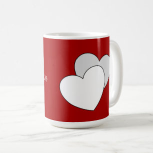 Caneca De Café Eu Te Amo, Dois Corações Vermelhos