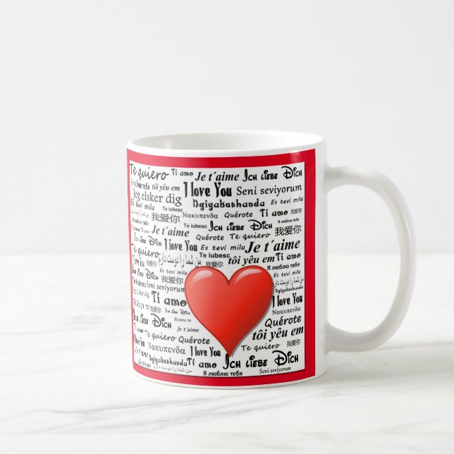 Caneca De Café Eu te amo em muitas línguas (Direita)