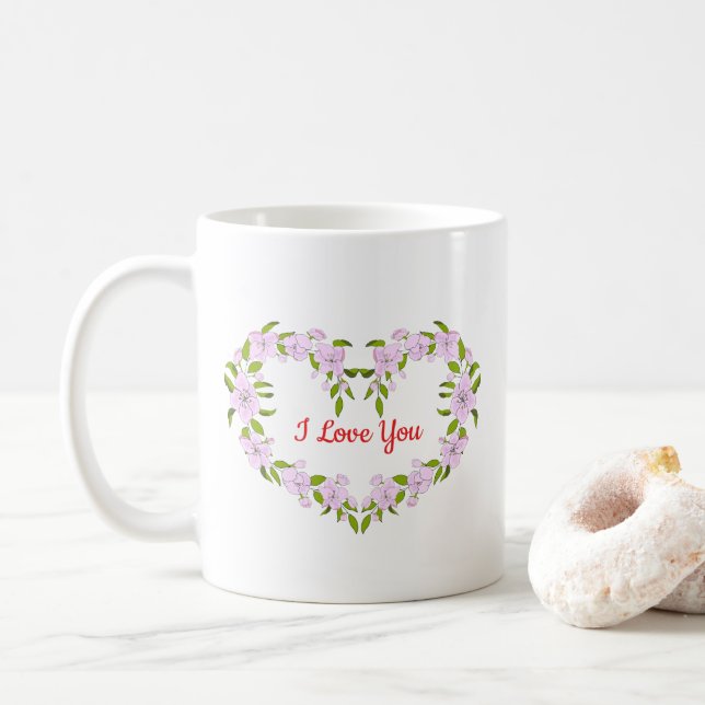 Caneca De Café Eu te amo flores bonitas (Com Donut)