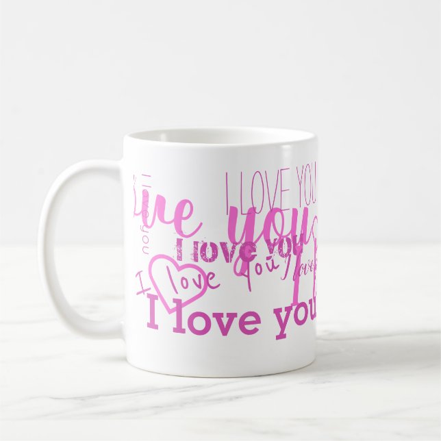 Caneca De Café Eu Te Amo 💗 Lama Branca Roxa (Esquerda)