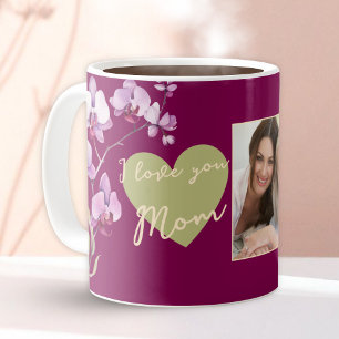 Caneca De Café Eu Te Amo Mãe Camisa de Burgundy Sage Heart Foto