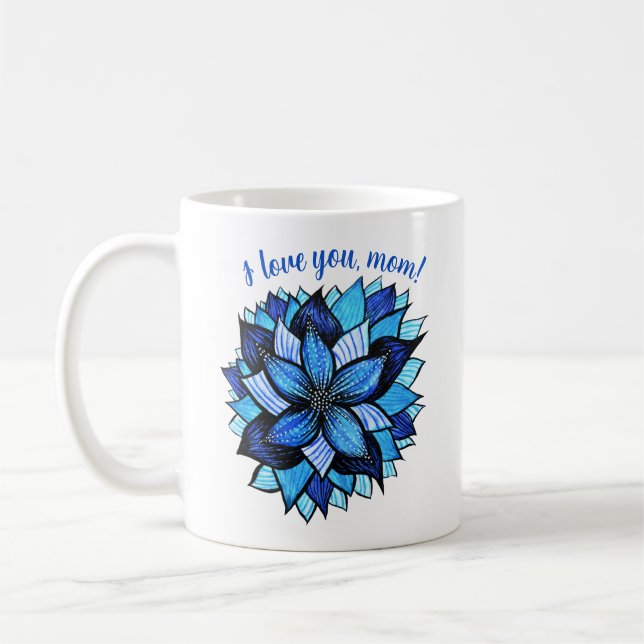 Caneca De Café Eu Te Amo Mãe Dia de as mães Azul (Esquerda)