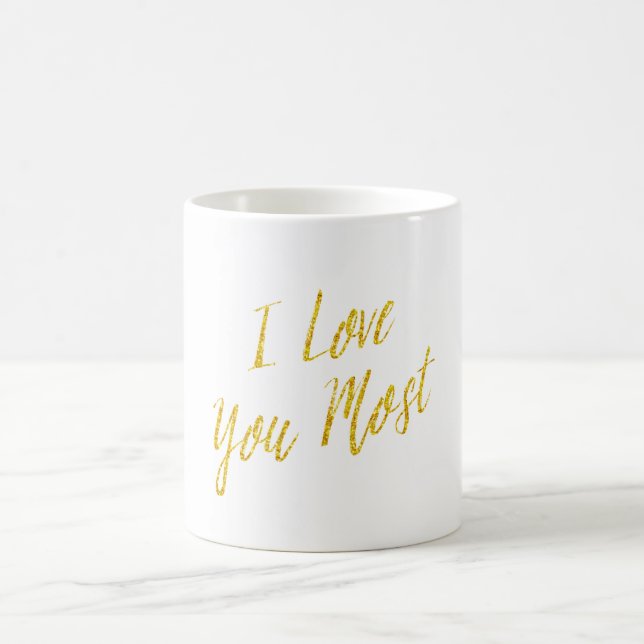 Caneca De Café Eu Te Amo Mais, Citando O Dourado Faux Glitter Met (Centro)