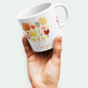 CANECA DE CAFÉ "EU TE AMO" MINIMALISTA PERSONALIZOU BOHO PETALS