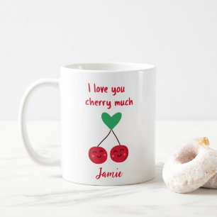 Caneca De Café Eu Te Amo Muito Cereja Dia dos Namorados Engraçado