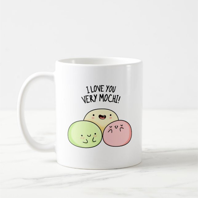 Caneca De Café Eu Te Amo Muito Mochi Comida Engraçado (Esquerda)