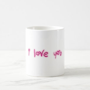 Caneca De Café Eu te amo, Namorados de Tipografia Coração Rosa