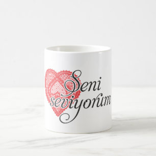 Caneca De Café Eu te amo no turco - seviyorum de Seni