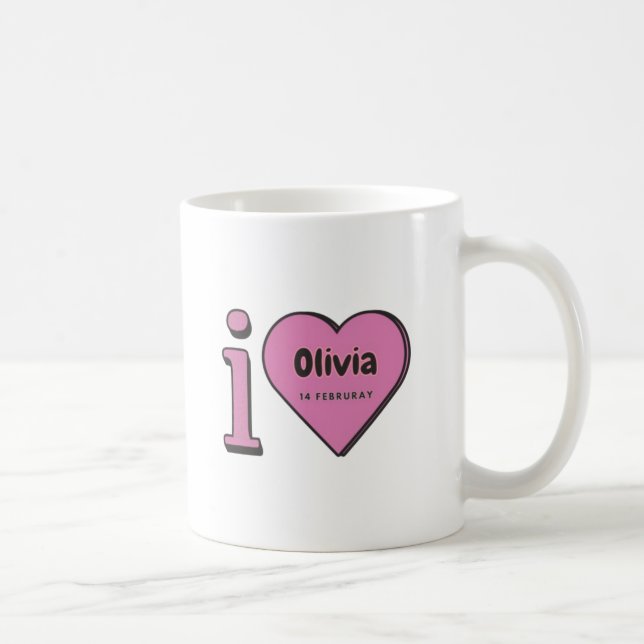 Caneca De Café Eu Te Amo Olivia, Presente Dia de os namorados Par (Direita)