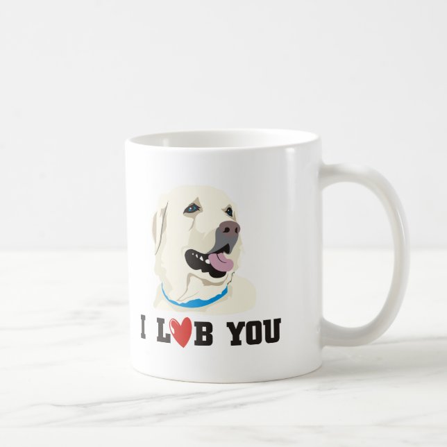 Caneca De Café Eu te amo tema dourado de labrador retriever (Direita)