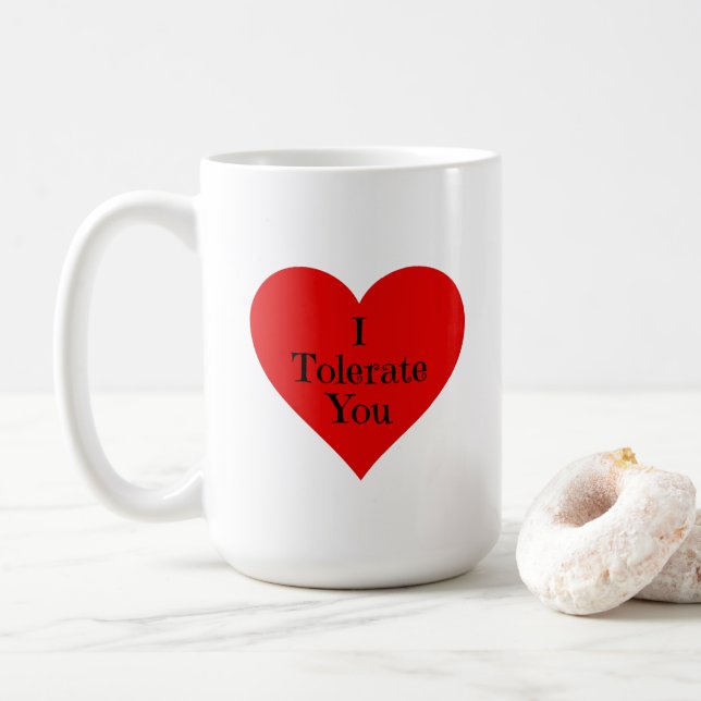 Caneca De Café Eu Te Tolero Engraçado Romântico (Com Donut)