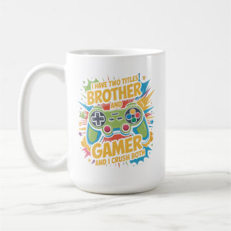 Caneca De Café Eu tenho dois títulos irmão e garoto gamer Kids
