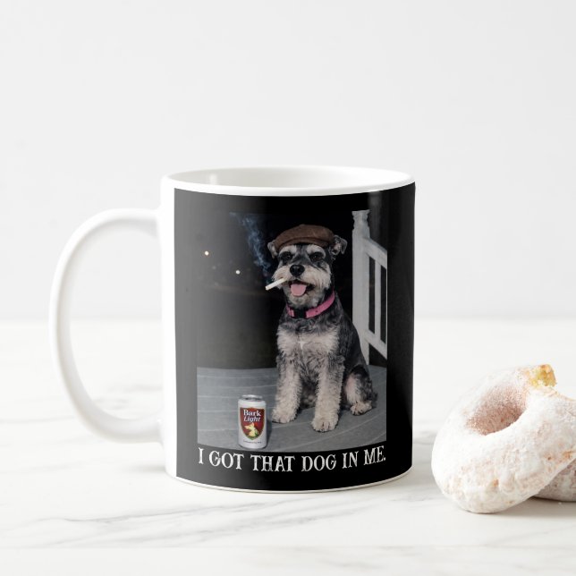 Caneca De Café Eu Tenho Esse Cachorro Em Mim, Miniatura Schnauzer (Com Donut)