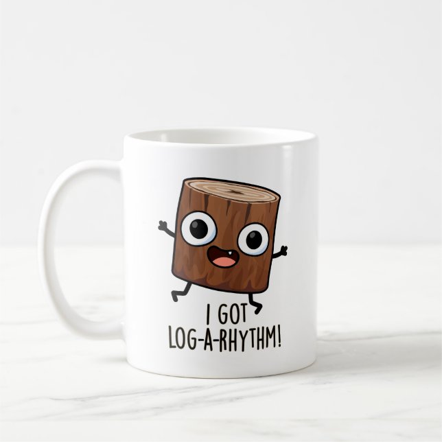 Caneca De Café Eu Tenho Log-a-ritmo Piada de Madeira Engraçada  (Esquerda)