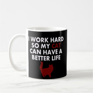 Caneca De Café Eu Trabalho Duro Citação Engraçada de Gato Para Do