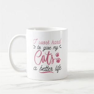 Caneca De Café Eu Trabalho Duro Gatos