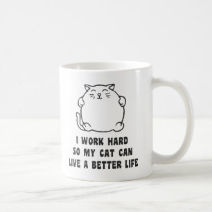 Caneca De Café Eu trabalho o duro assim que meu gato pode viver