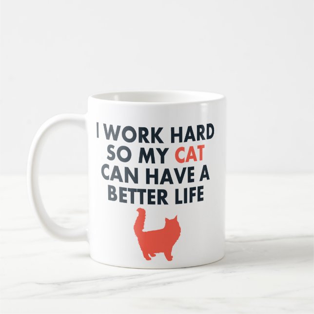 Caneca De Café Eu Trabalho Uma Cota De Gato Engraçada Com Duro Pa (Esquerda)
