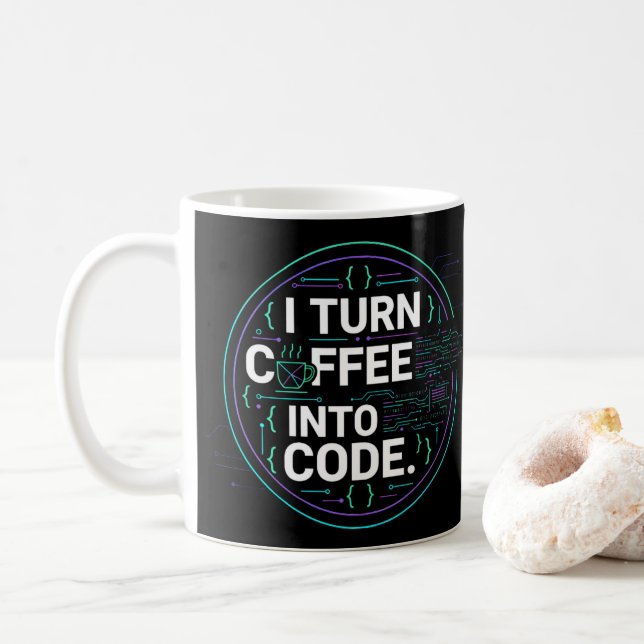 Caneca De Café Eu Transformo Café Em Código – Progra (Com Donut)
