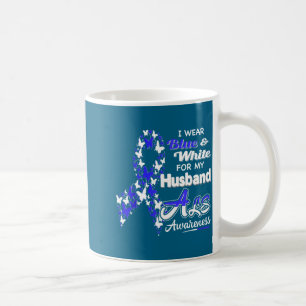 Caneca De Café Eu uso azul branco para o meu marido - conscientiz