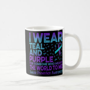 Caneca De Café Eu Uso Fita Azul Turquesa E Roxa Prevenção Ao Suic