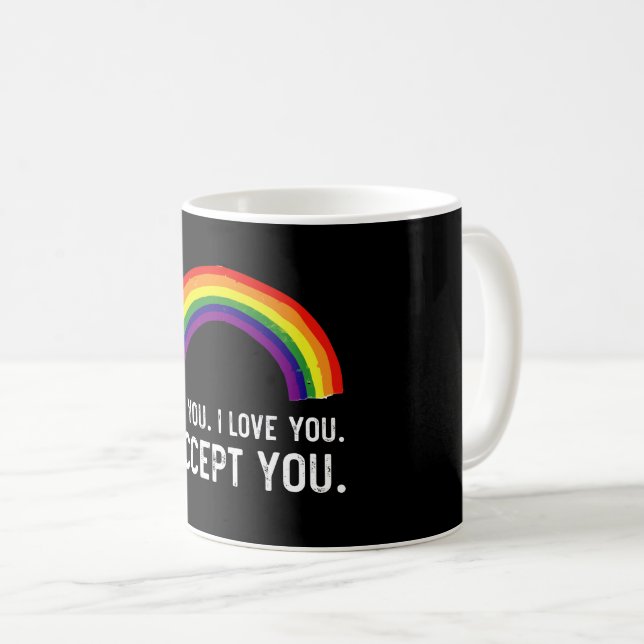 Caneca De Café Eu Vejo Eu Amo Você Eu Aceito Você Camisa Orgulho  (Frente Esquerda)