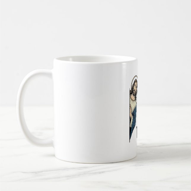 Caneca De Café Eu Vi Aquele Jesus Engraçado Espiando Design de Ca (Esquerda)