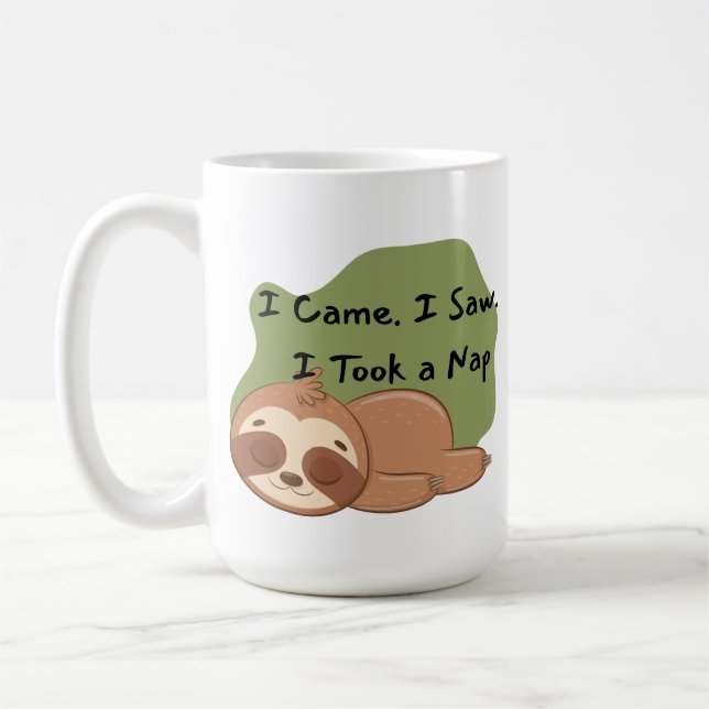Caneca De Café Eu vim. Eu vi. Eu tirei um cochilo. Citação engraç (Esquerda)