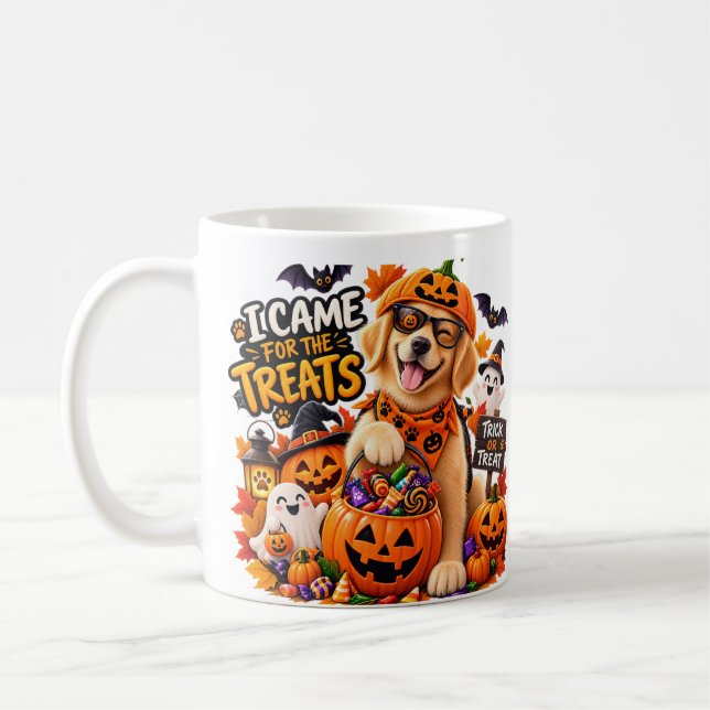 Caneca De Café Eu Vim pelos Petiscos Funny Halloween Cachorro (Esquerda)