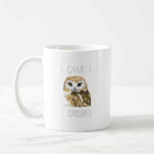 Caneca De Café Eu Vim, Vi-Branca, Eu Conquistei (N. Saw-whet Owl)