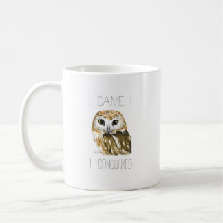 Caneca De Café Eu Vim, Vi-Branca, Eu Conquistei (N. Saw-whet Owl)
