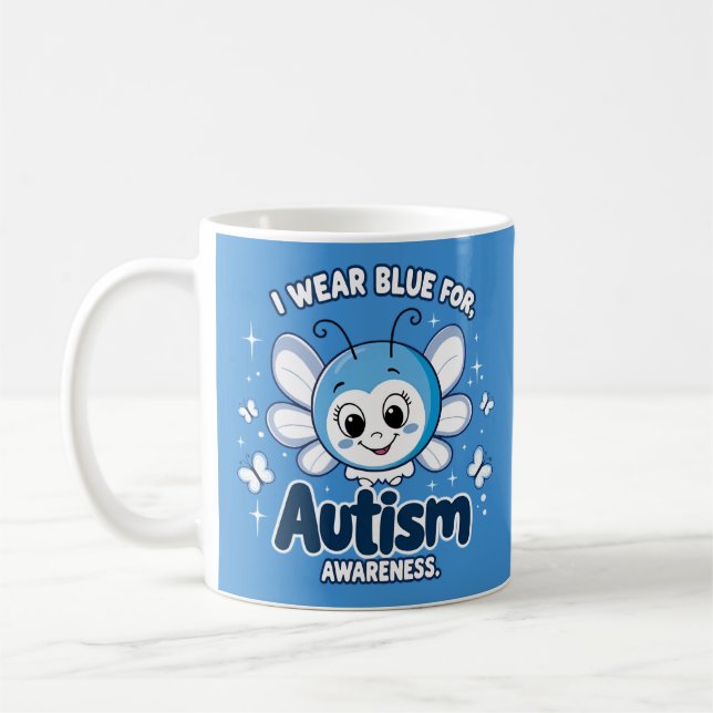 Caneca De Café Eu visto azul para a consciência do autismo (Esquerda)