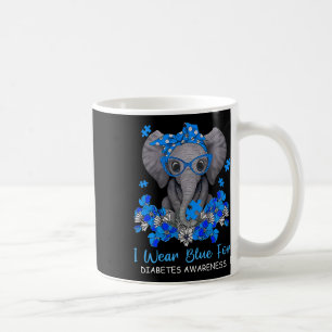 Caneca De Café Eu Visto Azul Para A Sensibilização Do Elefante Co