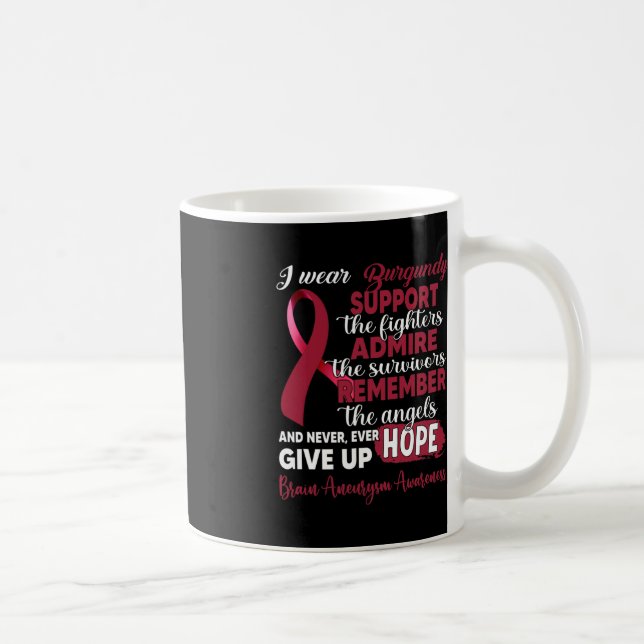 Caneca De Café Eu Visto Burgundy Support Fighters Brain Aneurysm  (Direita)