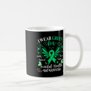Caneca De Café Eu Visto Fita Borboleta Verde Coração Saúde Mental