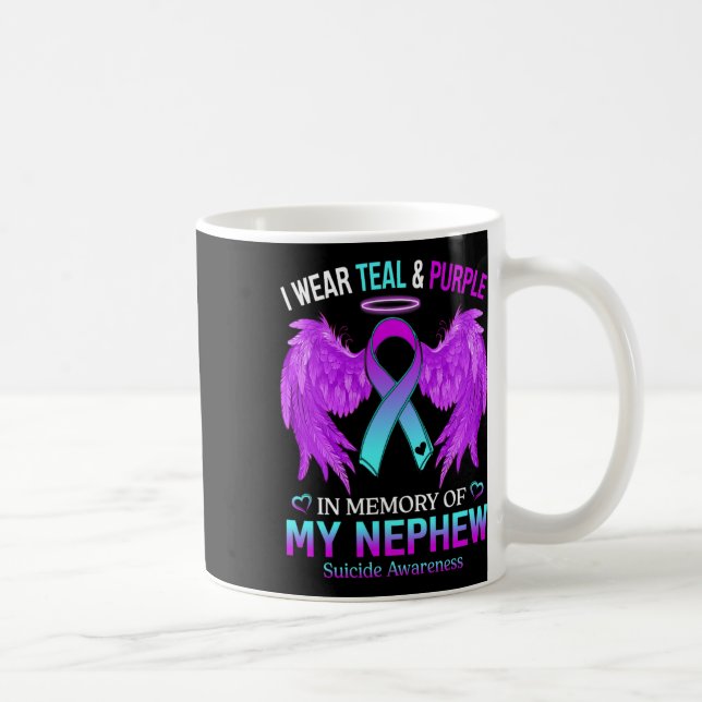 Caneca De Café Eu Visto Roxo Teal Em Memória De Sobrinho Suicida  (Direita)