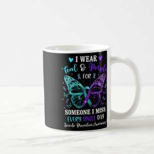 Caneca De Café Eu Visto Teal & Prevenir Suicídio Púrpura Awar