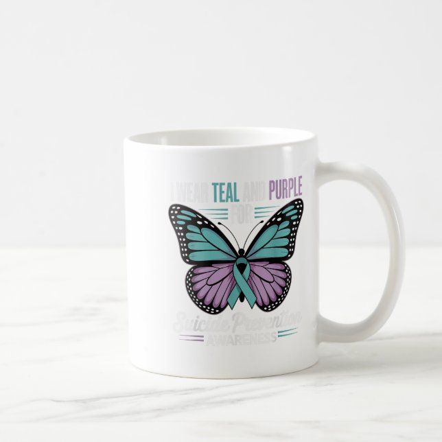 Caneca De Café Eu Visto Teal &amp; Roxo Para A Prevenção Do Suicí (Direita)