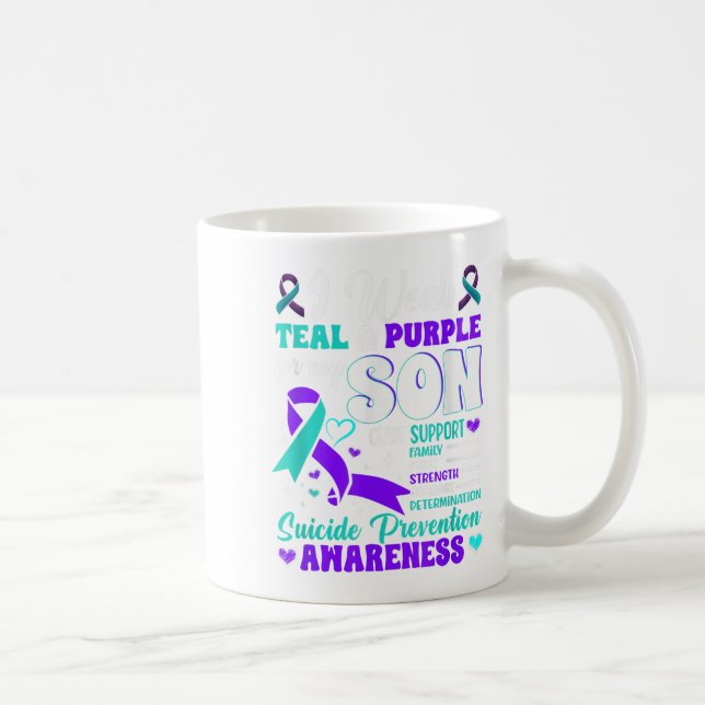 Caneca De Café Eu Visto Teal &amp; Roxo Para O Meu Filho, Evitar  (Direita)
