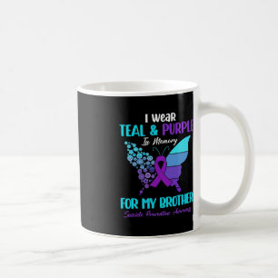 Caneca De Café Eu Visto Teal e Roxo Na Memória Do Irmão Suiciado