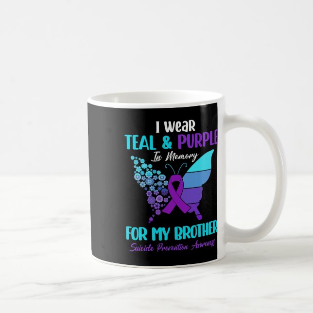 Caneca De Café Eu Visto Teal E Roxo Na Memória Do Irmão Suiciado (Direita)