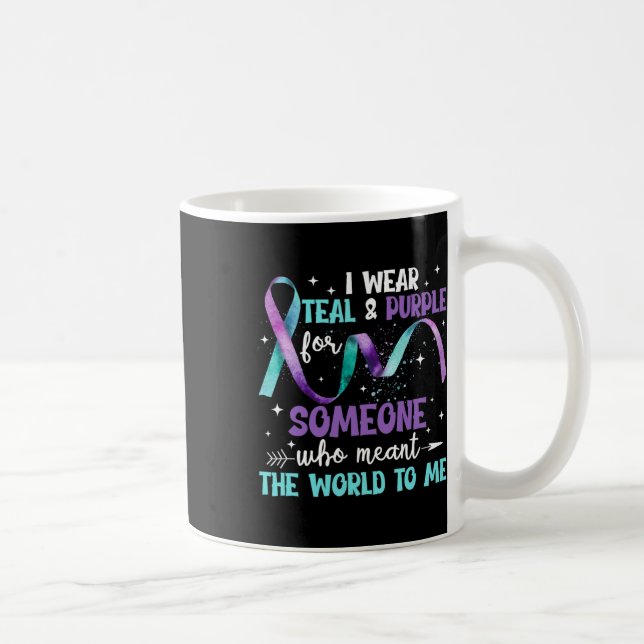 Caneca De Café Eu Visto Teal E Roxo Para Alguém Que Eu Amo Suicíd (Direita)
