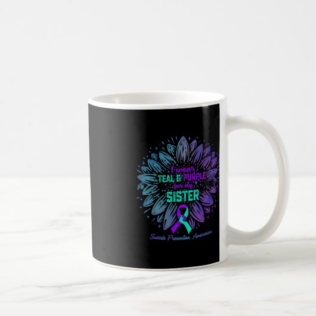 Caneca De Café Eu Visto Teal e Roxo Para Irmã Suicídio Preventi (Direita)