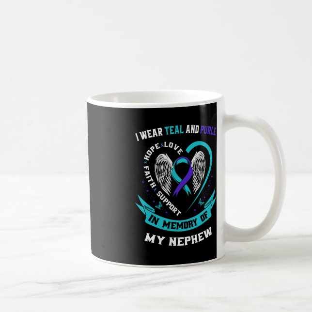 Caneca De Café Eu Visto Teal e Roxo Para Meu Sobrinho Suicida (Direita)